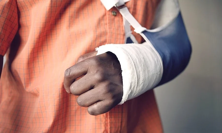 Close up of person with a hand cast